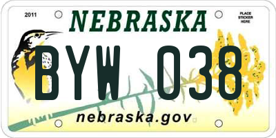NE license plate BYW038