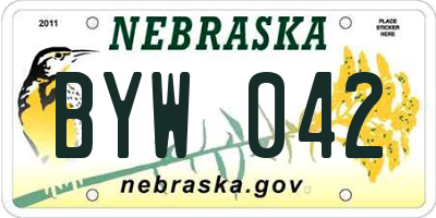 NE license plate BYW042