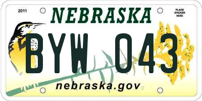 NE license plate BYW043