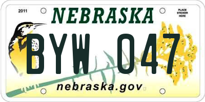 NE license plate BYW047