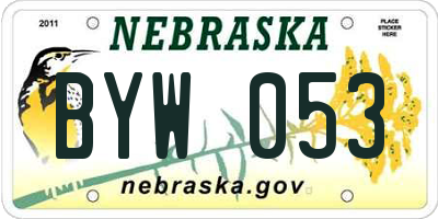 NE license plate BYW053
