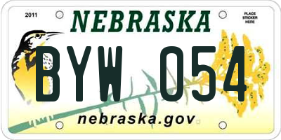 NE license plate BYW054