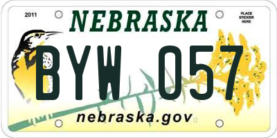NE license plate BYW057