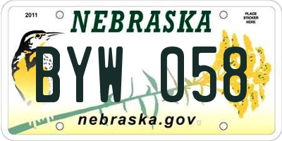 NE license plate BYW058
