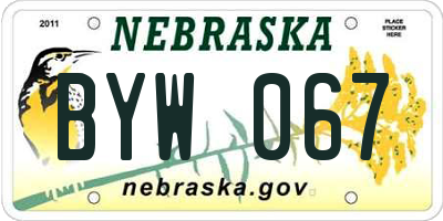 NE license plate BYW067