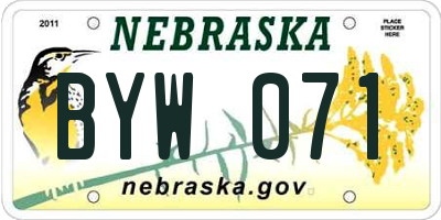 NE license plate BYW071