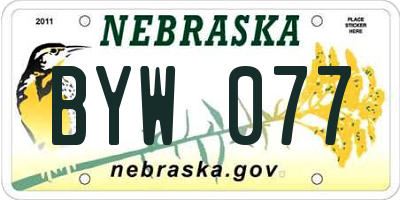 NE license plate BYW077