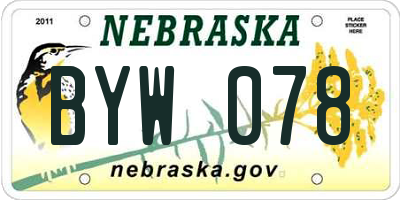 NE license plate BYW078