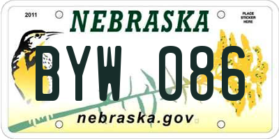 NE license plate BYW086