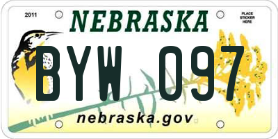NE license plate BYW097