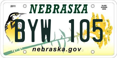 NE license plate BYW105