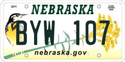 NE license plate BYW107