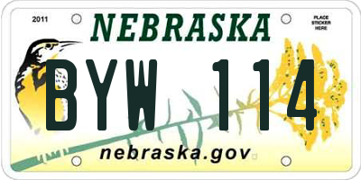 NE license plate BYW114