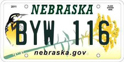 NE license plate BYW116