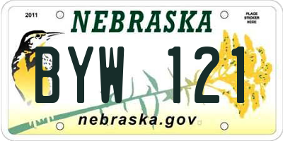 NE license plate BYW121
