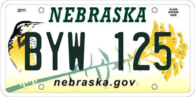NE license plate BYW125