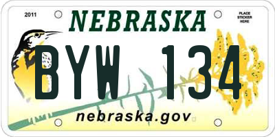 NE license plate BYW134