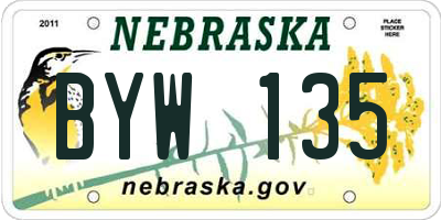 NE license plate BYW135