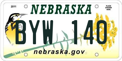 NE license plate BYW140