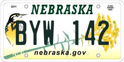 NE license plate BYW142
