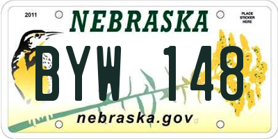 NE license plate BYW148