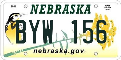 NE license plate BYW156