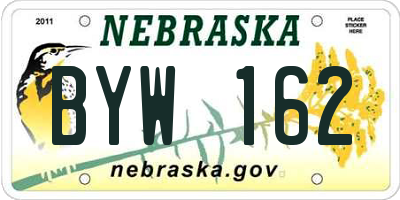 NE license plate BYW162