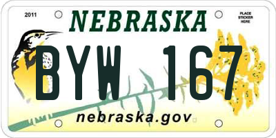 NE license plate BYW167