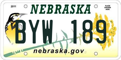 NE license plate BYW189