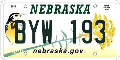 NE license plate BYW193