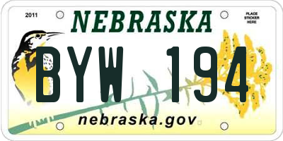 NE license plate BYW194