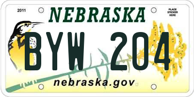 NE license plate BYW204