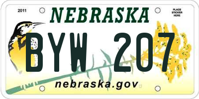NE license plate BYW207