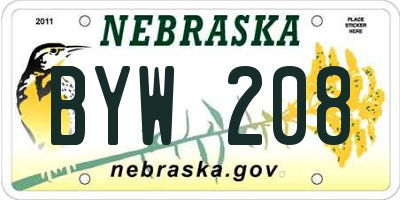 NE license plate BYW208