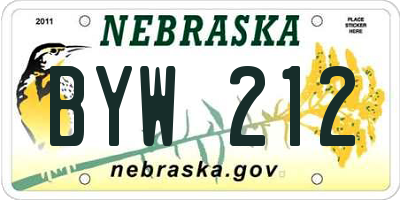 NE license plate BYW212