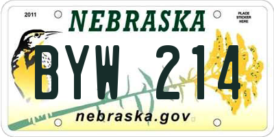 NE license plate BYW214