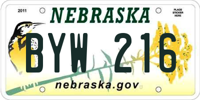 NE license plate BYW216