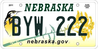 NE license plate BYW222