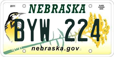 NE license plate BYW224