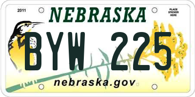 NE license plate BYW225