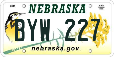 NE license plate BYW227