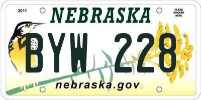 NE license plate BYW228