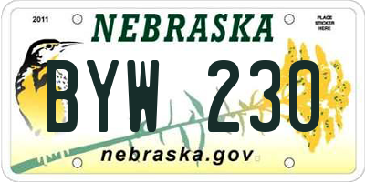 NE license plate BYW230
