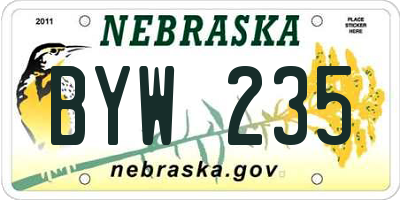 NE license plate BYW235