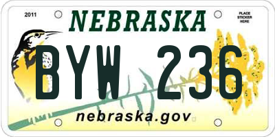 NE license plate BYW236