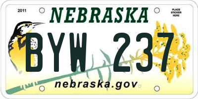 NE license plate BYW237