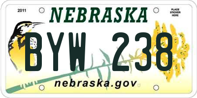 NE license plate BYW238