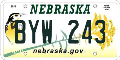 NE license plate BYW243