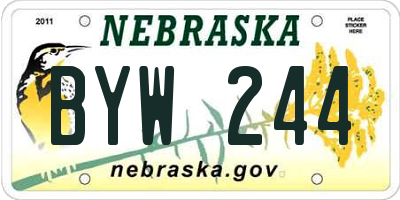 NE license plate BYW244