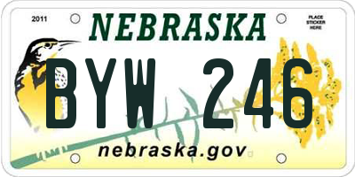 NE license plate BYW246